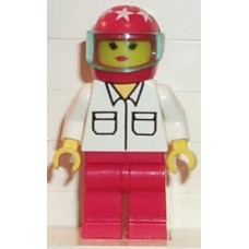 rac010 Shirt with 2 Pockets, Red Legs, Red Helmet 7 White Stars, Trans-Light Blue Visor